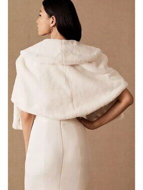 BHLDN Faux Fur Ivory Soft & Luxurious Wrap